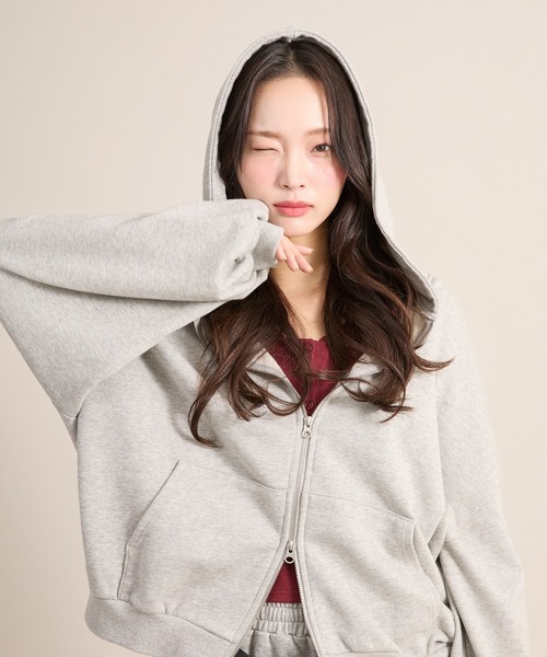 apres jour mignon(アプレジュールミニョン)の「スノーパウダー加工パーカー(パーカー・レディース・ベージュ/ブラック/ボルドー/ブラウン系その他/レッド/ネイビー/杢グレー/ピンク/ブルー・X-LARGE/フリー)」の12枚目の写真