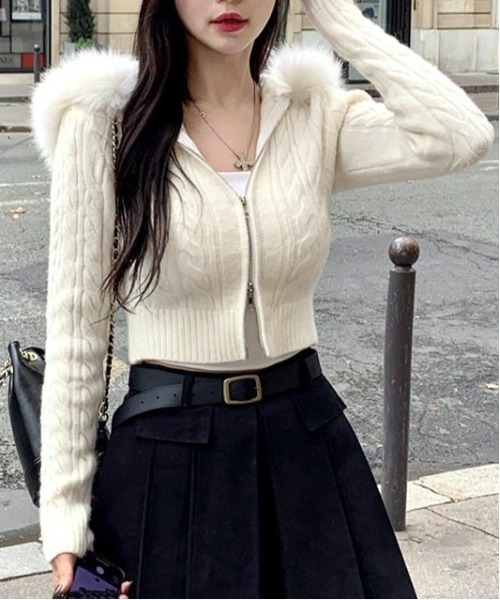 Me roir フロントファージャガードOP ショート丈ニットボレロ ショート丈ニットボレロ - Me roir(ミーロワール)のカーデ