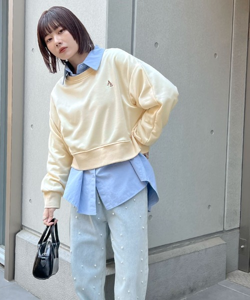 ABYS(アビス)の「【選べる着丈】ロゴ刺繍裏毛スウェットS L(セットアップ可)(スウェット・レディース・アイボリー/ブラック/杢グレー・SHORT/LONG)」の3枚目の写真