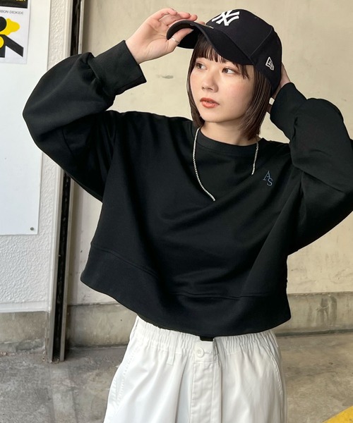 ABYS(アビス)の「【選べる着丈】ロゴ刺繍裏毛スウェットS L(セットアップ可)(スウェット・レディース・アイボリー/ブラック/杢グレー・SHORT/LONG)」の1枚目の写真