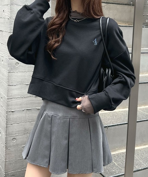 ABYS(アビス)の「【選べる着丈】ロゴ刺繍裏毛スウェットS L(セットアップ可)(スウェット・レディース・アイボリー/ブラック/杢グレー・SHORT/LONG)」の4枚目の写真
