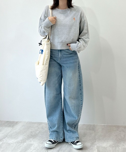 ABYS(アビス)の「【選べる着丈】ロゴ刺繍裏毛スウェットS L(セットアップ可)(スウェット・レディース・アイボリー/ブラック/杢グレー・SHORT/LONG)」の15枚目の写真