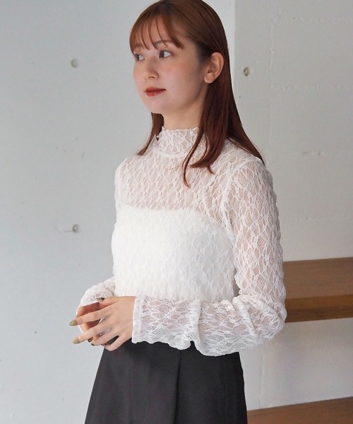 tiptop(ティップトップ)の「レースハイネックギャザーロンT(Tシャツ/カットソー・レディース・オフホワイト/イエロー/ブラック・FREE)」の6枚目の写真