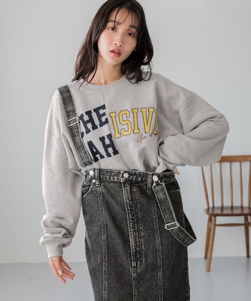 LOWRYS FARM（ローリーズファーム）の「ロゴリメイクウラケプルオーバー  288188（Tシャツ/カットソー・レディース・アイボリー/グレー/ネイビー・FREE）」の12枚目の写真