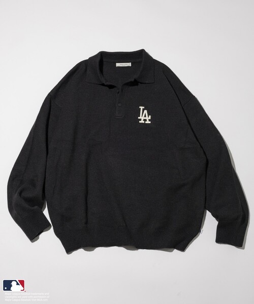 MLB(メジャーリーグベースボール)の「MLB/メジャーリーグベースボール ロゴ刺繍ポロネックプルオーバーニット(ニット/セーター・メンズ・グレー/オフホワイト/ブラック・LARGE/MEDIUM)」の13枚目の写真