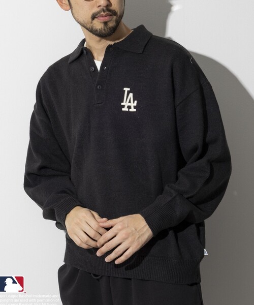 MLB(メジャーリーグベースボール)の「MLB/メジャーリーグベースボール ロゴ刺繍ポロネックプルオーバーニット(ニット/セーター・メンズ・グレー/オフホワイト/ブラック・LARGE/MEDIUM)」の19枚目の写真