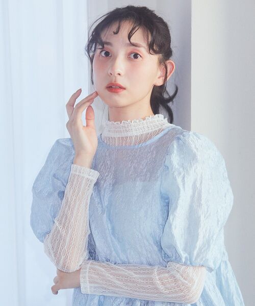 earth music&ecology（アースミュージックアンドエコロジー）の「シアージャガードペプラムチュニック（チュニック・レディース・サックスブルー/イエロー/ホワイト・FREE）」の5枚目の写真