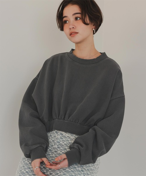 titivate（ティティベイト）の「ピグメント裏毛カットソースウェット（スウェット・レディース・チャコール/アイボリー・M/L/XL）」の8枚目の写真