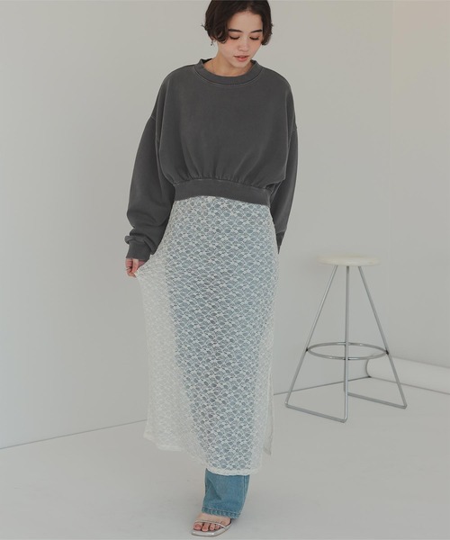 titivate（ティティベイト）の「ピグメント裏毛カットソースウェット（スウェット・レディース・チャコール/アイボリー・M/L/XL）」の10枚目の写真