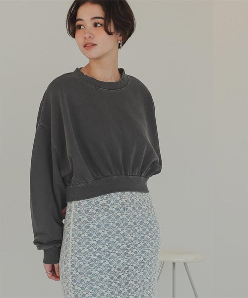 titivate（ティティベイト）の「ピグメント裏毛カットソースウェット（スウェット・レディース・チャコール/アイボリー・M/L/XL）」の12枚目の写真