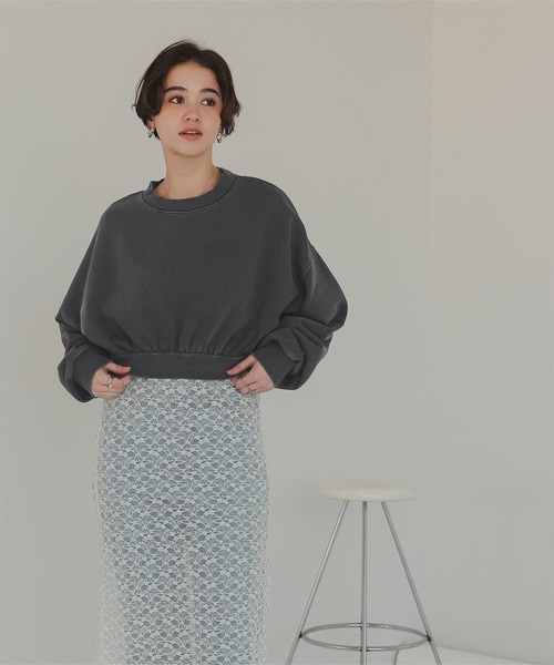 titivate（ティティベイト）の「ピグメント裏毛カットソースウェット（スウェット・レディース・チャコール/アイボリー・M/L/XL）」の15枚目の写真