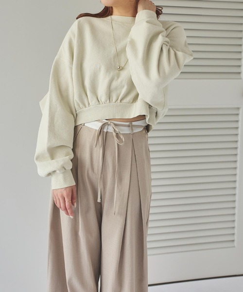 titivate（ティティベイト）の「ピグメント裏毛カットソースウェット（スウェット・レディース・チャコール/アイボリー・M/L/XL）」の7枚目の写真