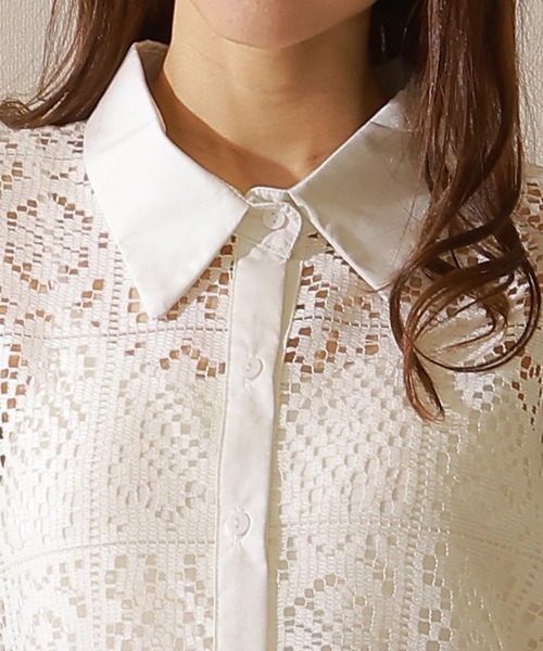 Lace Ladies(レースレディース)の「フレンチ カットレース 長袖 フレア ブラウス(シャツ/ブラウス・レディース・アイボリー/ブラック・FREE)」の16枚目の写真