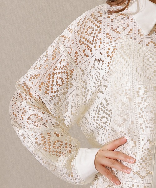 Lace Ladies(レースレディース)の「フレンチ カットレース 長袖 フレア ブラウス(シャツ/ブラウス・レディース・アイボリー/ブラック・FREE)」の15枚目の写真