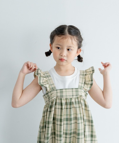 LOWRYS FARM（ローリーズファーム）の「ホップサックフリルサロペ　 241726（サロペット/オーバーオール・キッズ・ブラウン/グリーン/グレー・110cm/120cm/130cm/140cm/150cm）」の5枚目の写真