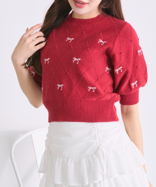リボン刺繍ニット（ニット/セーター）｜OLIVE des OLIVE