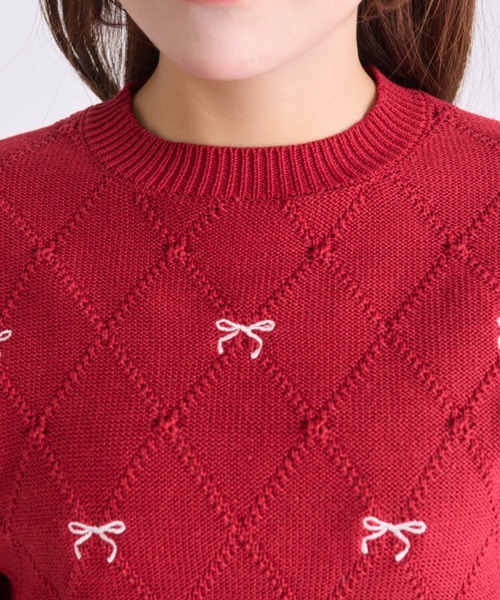 OLIVE des OLIVE(オリーブデオリーブ)の「リボン刺繍ニット(ニット/セーター・レディース・オフホワイト/トップグレー/ピンク/レッド・FREE)」の10枚目の写真