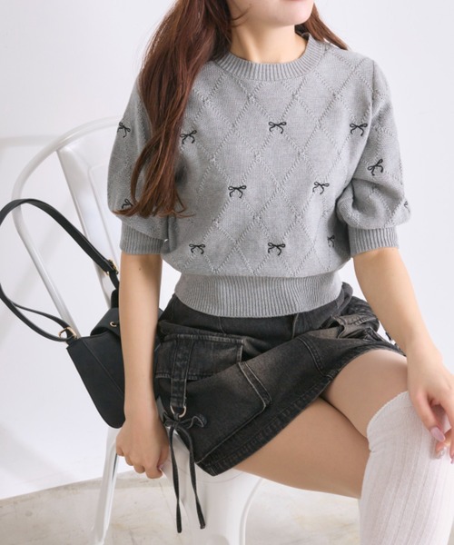 OLIVE des OLIVE(オリーブデオリーブ)の「リボン刺繍ニット(ニット/セーター・レディース・オフホワイト/トップグレー/ピンク/レッド・FREE)」の19枚目の写真