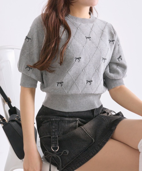 OLIVE des OLIVE(オリーブデオリーブ)の「リボン刺繍ニット(ニット/セーター・レディース・オフホワイト/トップグレー/ピンク/レッド・FREE)」の20枚目の写真