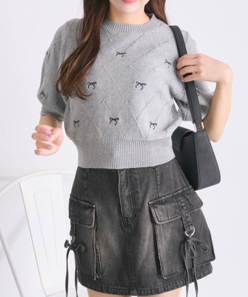 OLIVE des OLIVE(オリーブデオリーブ)の「リボン刺繍ニット(ニット/セーター・レディース・オフホワイト/トップグレー/ピンク/レッド・FREE)」の22枚目の写真