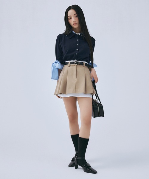 EIMY ISTOIRE(エイミーイストワール)の「シャツドッキングレイヤードニット(ニット/セーター・レディース・ネイビー/グレー/ピンク・F)」の6枚目の写真