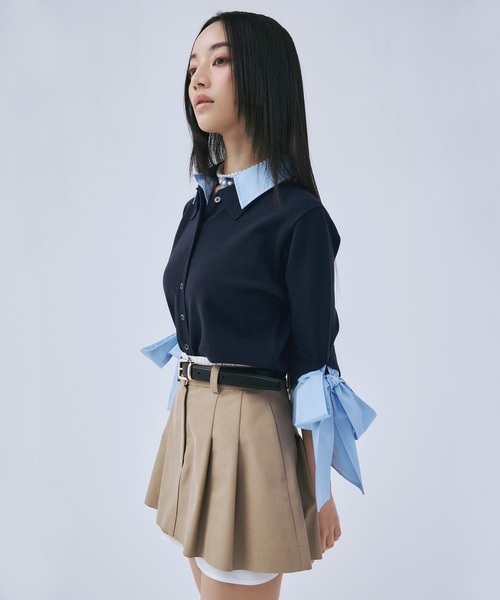 EIMY ISTOIRE(エイミーイストワール)の「シャツドッキングレイヤードニット(ニット/セーター・レディース・ネイビー/グレー/ピンク・F)」の5枚目の写真