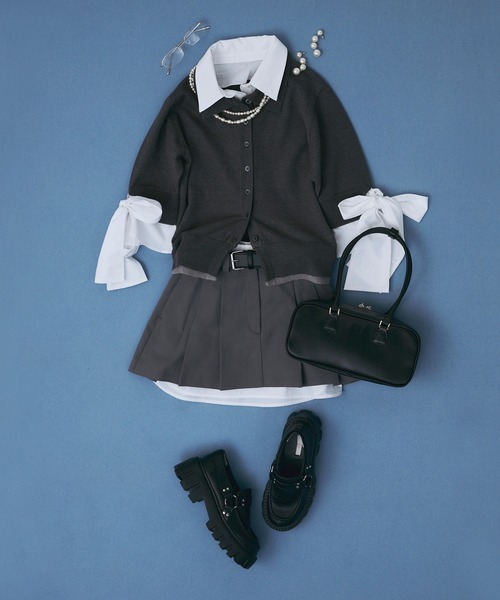 EIMY ISTOIRE(エイミーイストワール)の「シャツドッキングレイヤードニット(ニット/セーター・レディース・ネイビー/グレー/ピンク・F)」の14枚目の写真