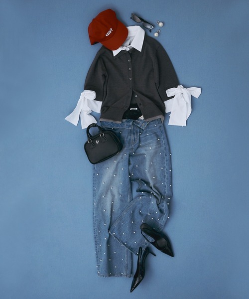 EIMY ISTOIRE(エイミーイストワール)の「シャツドッキングレイヤードニット(ニット/セーター・レディース・ネイビー/グレー/ピンク・F)」の15枚目の写真