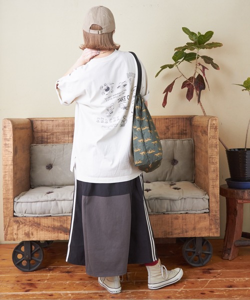 CUBE SUGAR（キューブシュガー）の「ナイロン×カットソーラインギャザースカート（スカート・レディース・スミクロ/ナチュラル/ベージュ/カーキ・M）」の19枚目の写真