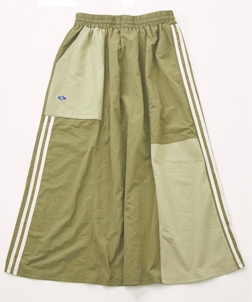 CUBE SUGAR（キューブシュガー）の「ナイロン×カットソーラインギャザースカート（スカート・レディース・スミクロ/ナチュラル/ベージュ/カーキ・M）」の8枚目の写真