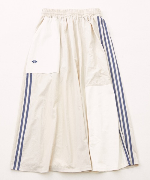 CUBE SUGAR（キューブシュガー）の「ナイロン×カットソーラインギャザースカート（スカート・レディース・スミクロ/ナチュラル/ベージュ/カーキ・M）」の15枚目の写真