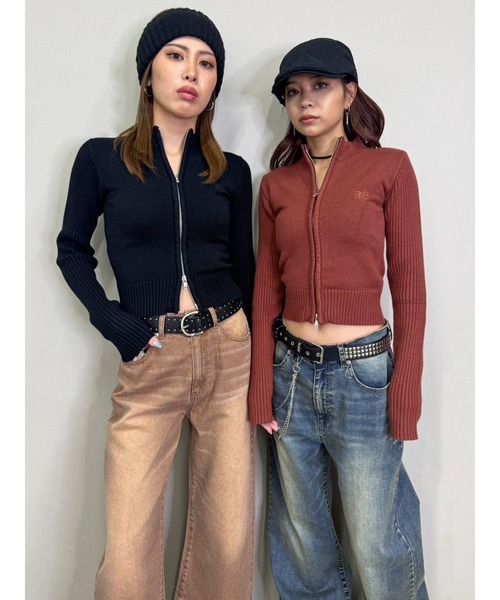 EGOIST（エゴイスト）の「ヴィンテージライク加工ワイドパンツ（デニムパンツ・レディース・ブラウン/ブルー・SS/S/M）」の6枚目の写真