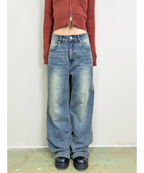 EGOIST（エゴイスト）の「ヴィンテージライク加工ワイドパンツ（デニムパンツ・レディース・ブラウン/ブルー・SS/S/M）」の7枚目の写真