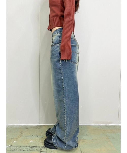 EGOIST（エゴイスト）の「ヴィンテージライク加工ワイドパンツ（デニムパンツ・レディース・ブラウン/ブルー・SS/S/M）」の8枚目の写真