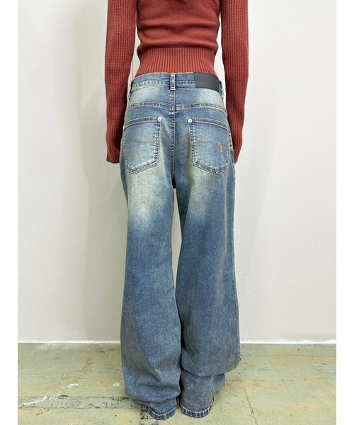 EGOIST（エゴイスト）の「ヴィンテージライク加工ワイドパンツ（デニムパンツ・レディース・ブラウン/ブルー・SS/S/M）」の9枚目の写真