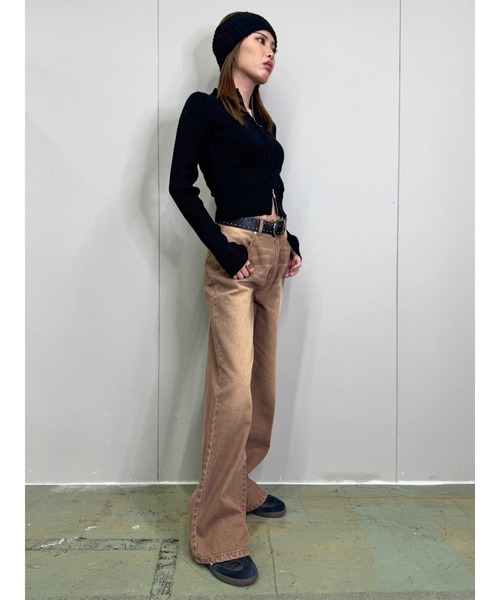 EGOIST（エゴイスト）の「ヴィンテージライク加工ワイドパンツ（デニムパンツ・レディース・ブラウン/ブルー・SS/S/M）」の13枚目の写真
