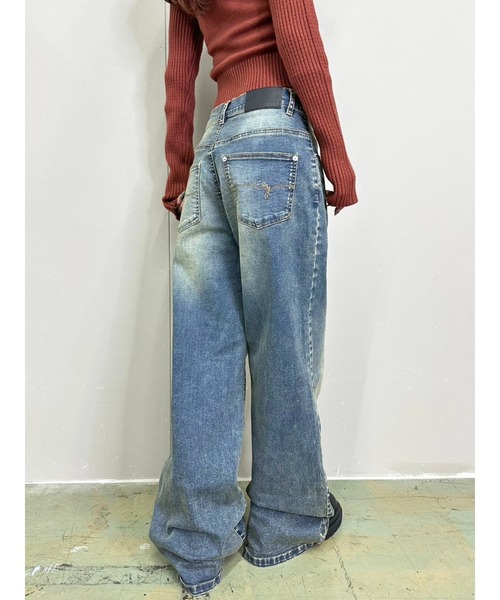 EGOIST（エゴイスト）の「ヴィンテージライク加工ワイドパンツ（デニムパンツ・レディース・ブラウン/ブルー・SS/S/M）」の17枚目の写真