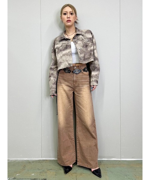 EGOIST（エゴイスト）の「ヴィンテージライク加工ワイドパンツ（デニムパンツ・レディース・ブラウン/ブルー・SS/S/M）」の18枚目の写真