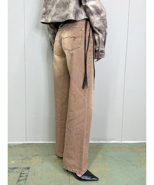 EGOIST（エゴイスト）の「ヴィンテージライク加工ワイドパンツ（デニムパンツ・レディース・ブラウン/ブルー・SS/S/M）」の20枚目の写真