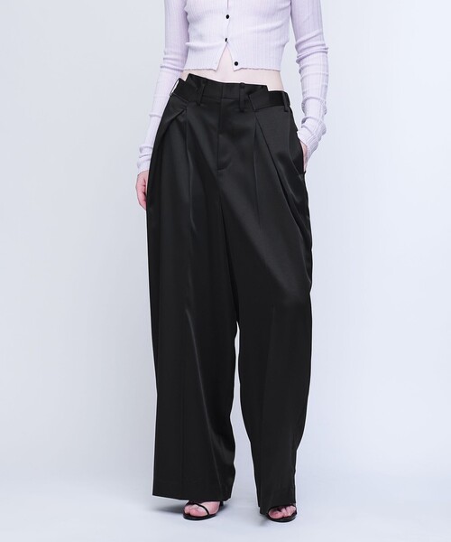 AEWEN MATOPH サテン タック パンツ　36 S ブラック AEWEN MATOPH＞サテン タック パンツ（その他パンツ）｜AEWEN
