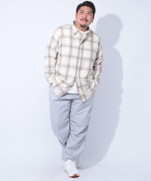 SAKAZEN（サカゼン）の「Natural Story (ナチュラルストーリー) 綿100％ ツイルチェック 長袖 シャツ（シャツ/ブラウス・メンズ・ブラック/ネイビー/ホワイト・3L/5L/4L）」の6枚目の写真
