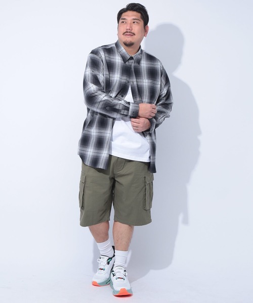 SAKAZEN（サカゼン）の「Natural Story (ナチュラルストーリー) 綿100％ ツイルチェック 長袖 シャツ（シャツ/ブラウス・メンズ・ブラック/ネイビー/ホワイト・3L/5L/4L）」の11枚目の写真
