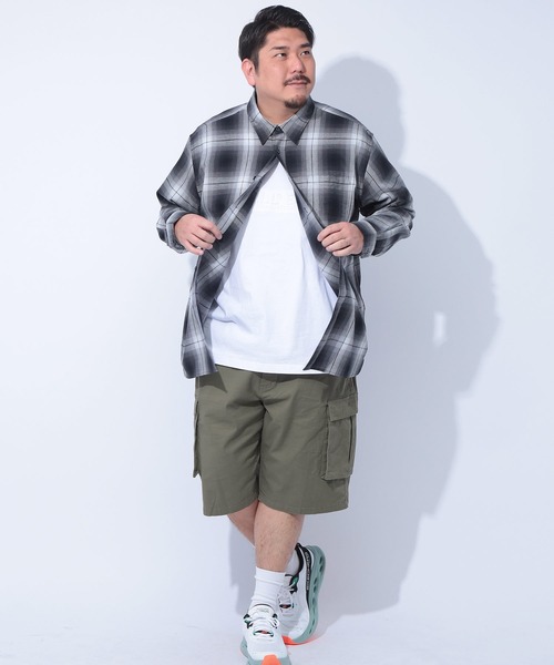 SAKAZEN（サカゼン）の「Natural Story (ナチュラルストーリー) 綿100％ ツイルチェック 長袖 シャツ（シャツ/ブラウス・メンズ・ブラック/ネイビー/ホワイト・3L/5L/4L）」の12枚目の写真