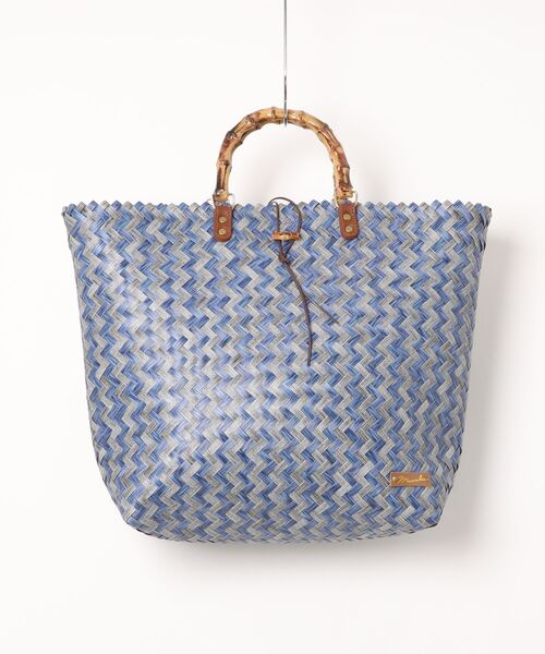 Maunaloa（マウナロア）の「【Maunaloa】ハンドルかごバッグ L（かごバッグ・レディース・グレー/ホワイト/ブラックミックス/ブルー系その他・FREE）」の4枚目の写真
