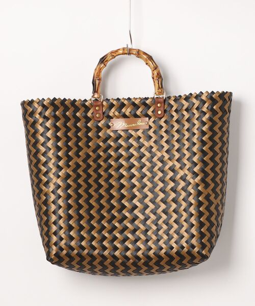 Maunaloa（マウナロア）の「【Maunaloa】ハンドルかごバッグ L（かごバッグ・レディース・グレー/ホワイト/ブラックミックス/ブルー系その他・FREE）」の3枚目の写真