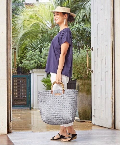 Maunaloa（マウナロア）の「【Maunaloa】ハンドルかごバッグ L（かごバッグ・レディース・グレー/ホワイト/ブラックミックス/ブルー系その他・FREE）」の11枚目の写真