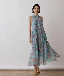 【美品】グレースコンチネンタル モノトーンボタニカルティアードワンピース 花柄 美品】グレースコンチネンタル モノトーンボタニカルティアード