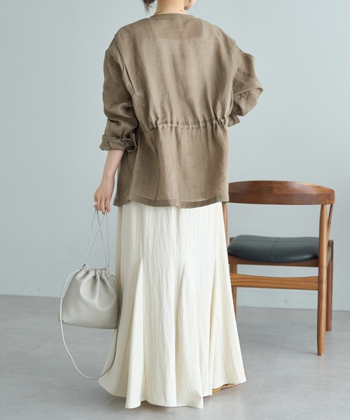 新品未使用　PUAL CE CIN　ノーカラーミリタリーブルゾン pual ce cin 「PUAL CE CIN」 ノーカラージャケット FREE カーキ