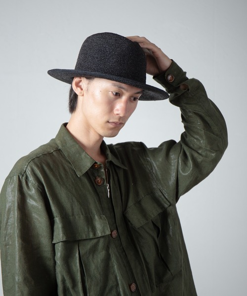 RACAL(ラカル)の「Rafia Crushable Fedora Hat / ラフィアクラッシャブルフェドラハット(ハット・メンズ・ナチュラル/ブラック・MEDIUM/LARGE)」の2枚目の写真