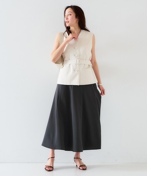 UNTITLED（アンタイトル）の「【セットアップ可/接触冷感/イージーケア】リラクミスト フレアスカート（スカート・レディース・チャコールグレー/ブラック/ベージュ/ネイビー・01/02/03/04/42/44/46/48/50/00）」の19枚目の写真